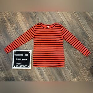 J Crew Rayon Wool Nautical Fisherman Striped long sleeve spring blouse